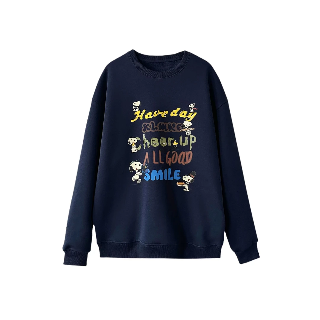 【实力穿搭C位!】冬季新款加绒加厚百搭休闲撞色字母印花圆领卫衣