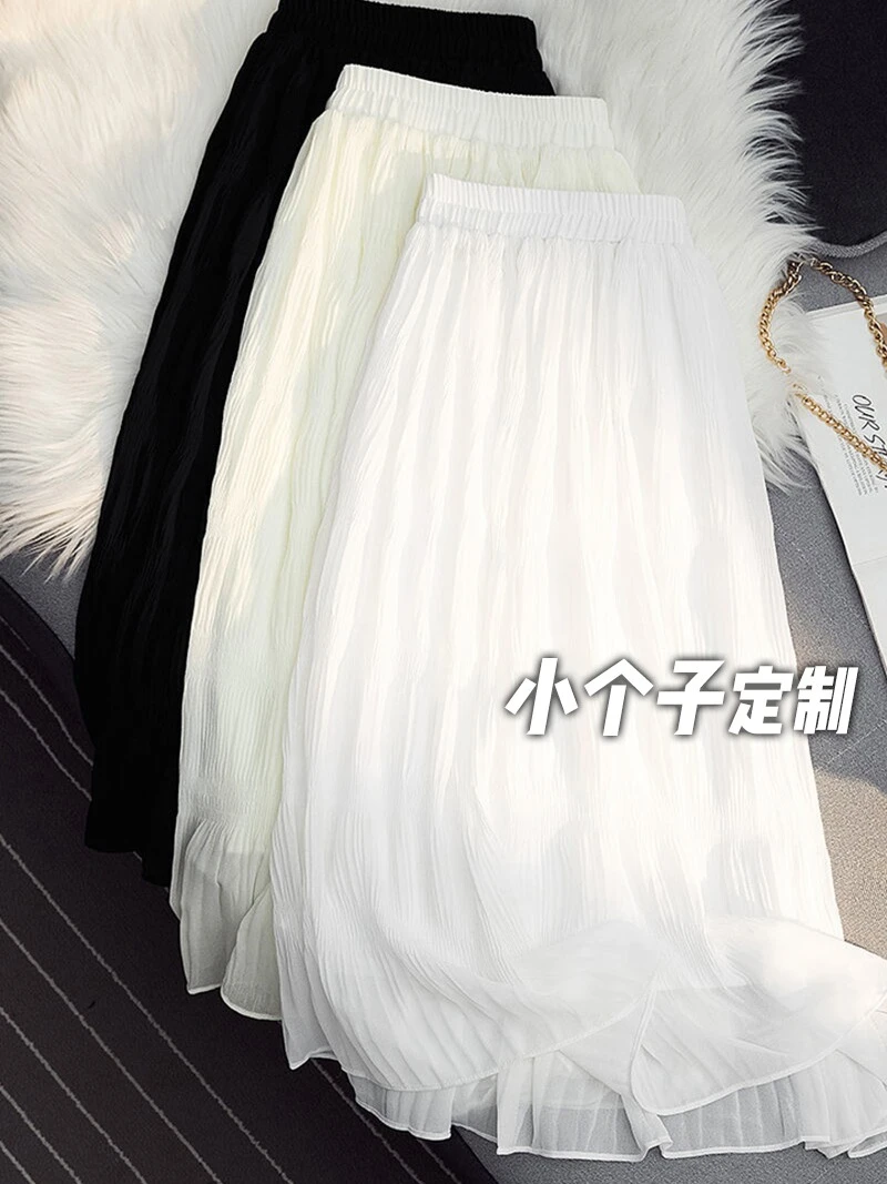 150小矮个子百褶蛋糕半身裙女夏季温柔雪纺高腰超仙女中长款a字裙