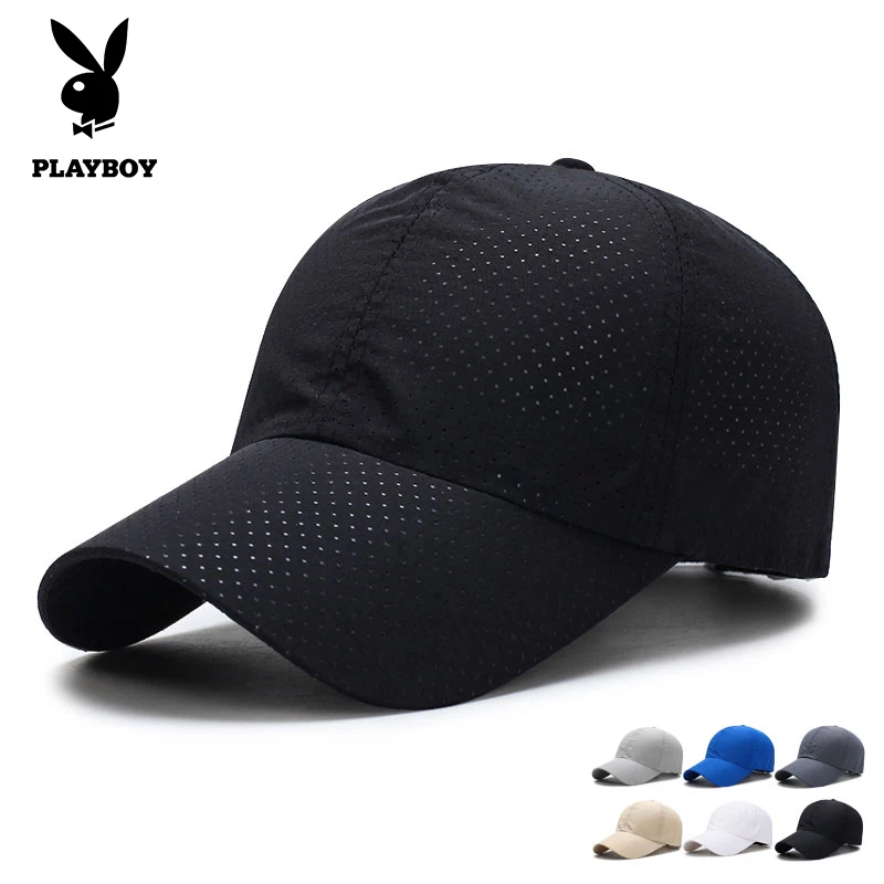PLAYBOY夏季薄速干帽透气防晒遮阳帽户外运动太阳棒球鸭舌帽子男