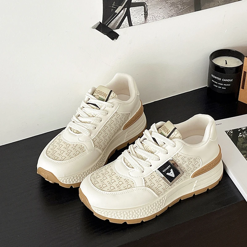 小众网红休闲浅口老爹鞋女2024年新款韩版系带女鞋