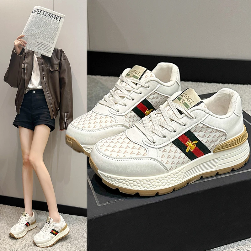 小众设计时尚休闲百搭浅口老爹鞋女2024年新款系带女鞋