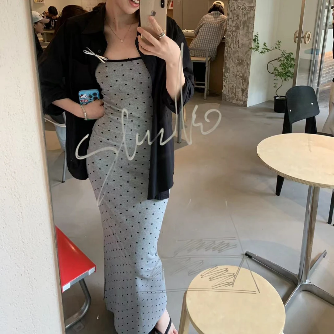 NO退NO换【复古名伶】波点法式显瘦吊带连衣裙