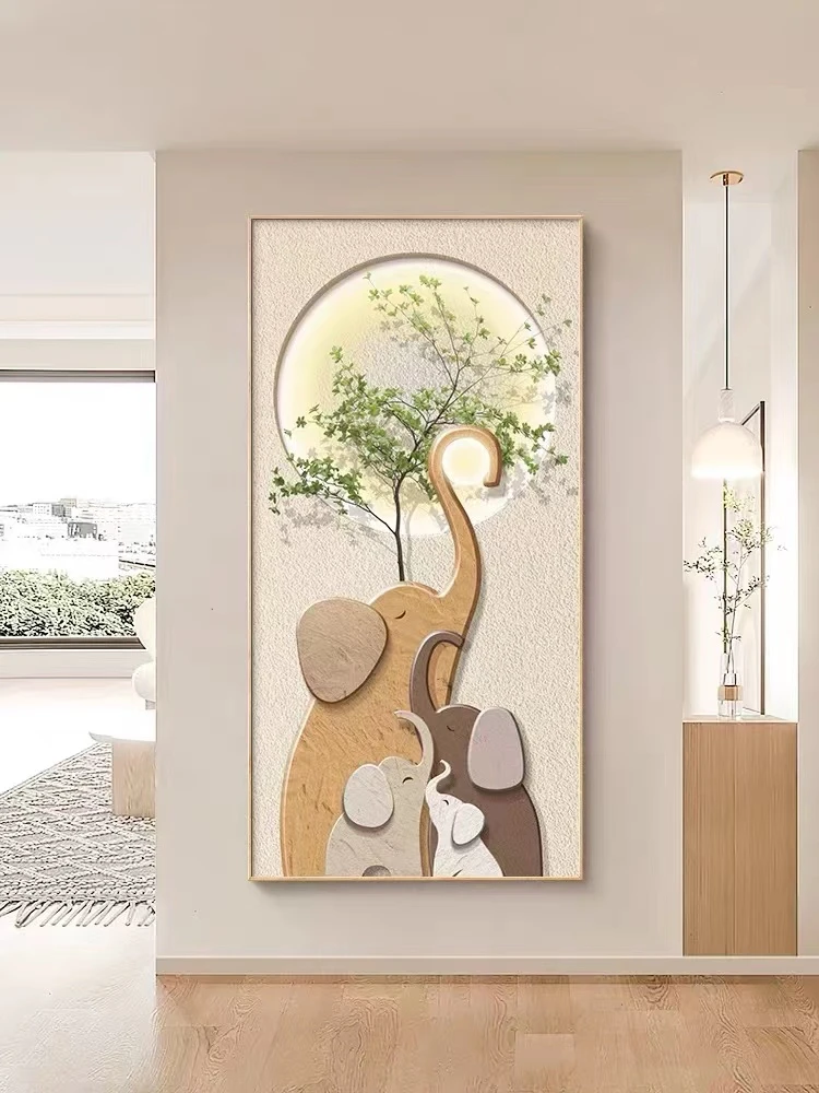 大象吉象落地玄关立体装饰画