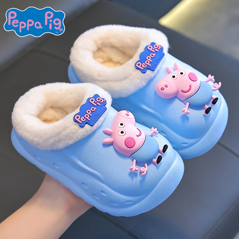 儿童棉拖鞋男童冬新款卡通小猪佩奇EVA防水厚底防滑保暖宝宝拖鞋