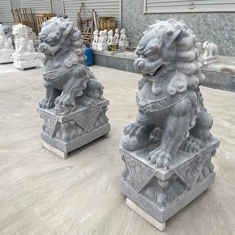 石雕石狮子一对精雕青石大门口家用看门祠堂酒店公司门口装饰摆件