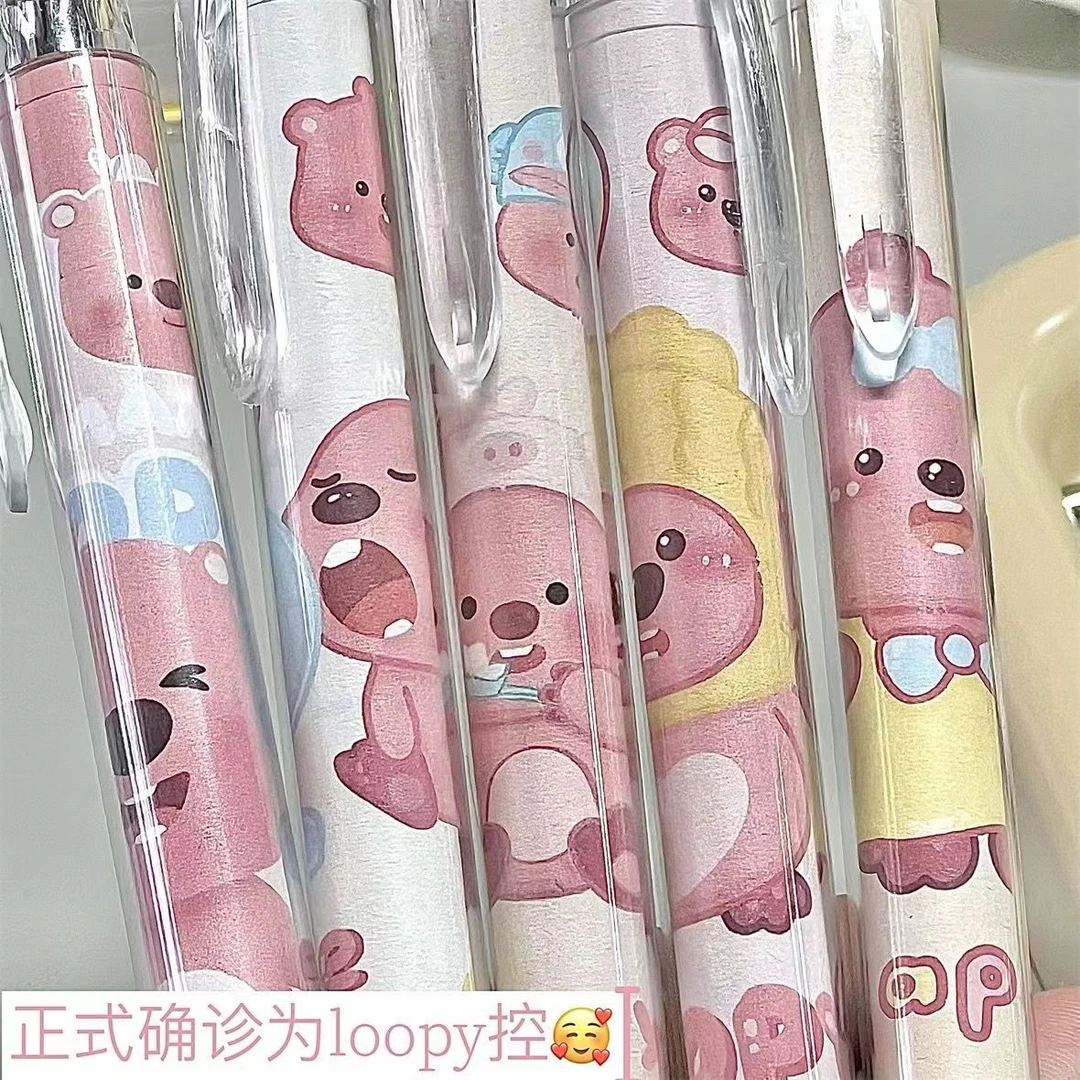 小红书同款loopy按动中性笔可爱卡通露比小海狸学生速干顺滑黑笔