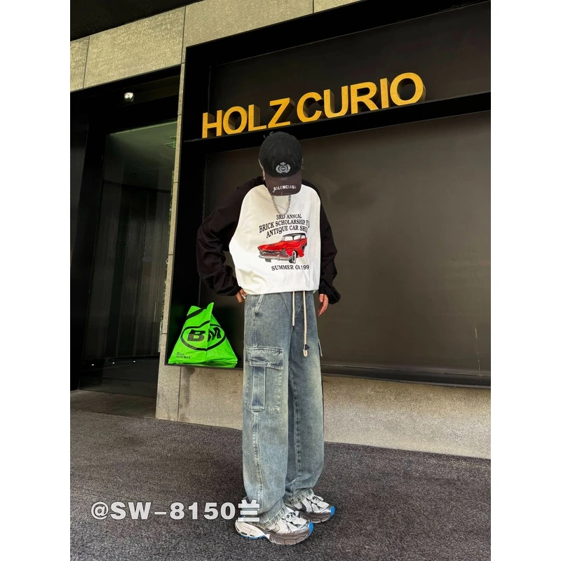 SW美式街头风工装硬汉洗水做旧牛仔长裤SW-8150