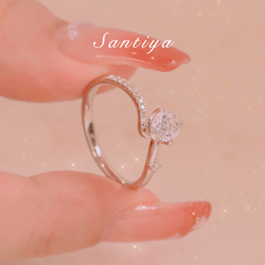 925银莫桑石戒指 【暮色秋华】女戒1克拉精致轻奢百搭合成碳硅石