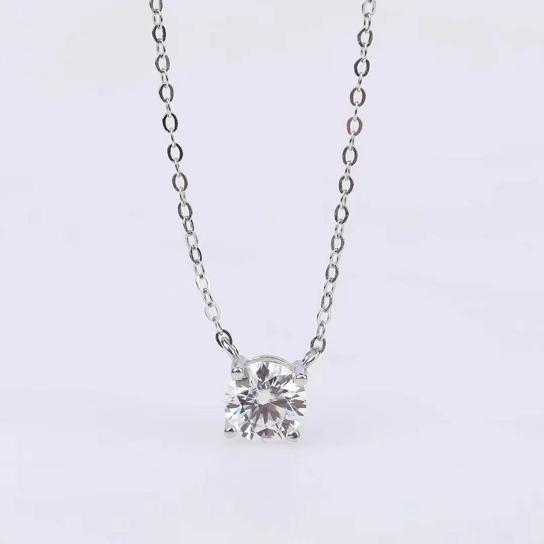 925银莫桑石银制品 赵露思同款【鼻屎吊坠】1ct四爪项链合成碳硅石