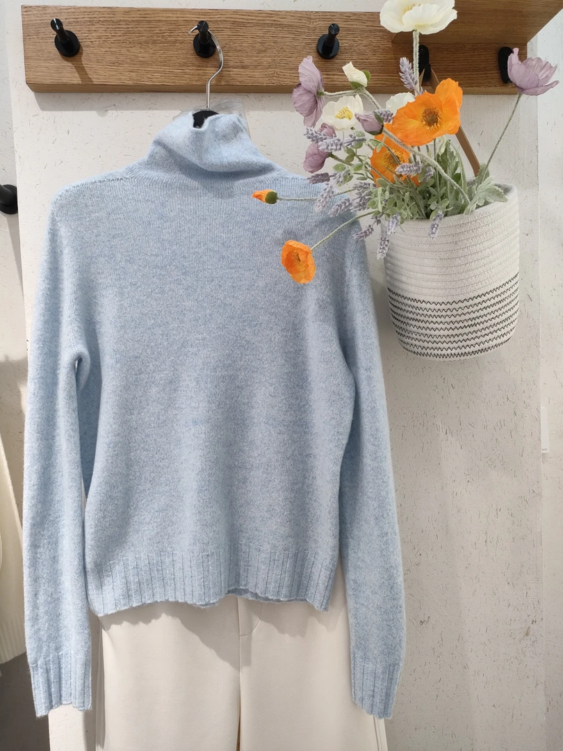 秋冬新款绵羊毛双翻领套衫一线成衣打底针织衫