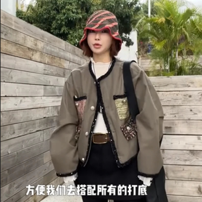 2025新款上衣女韩系穿搭慵懒风绝美复古减龄超好看气质短款外套女