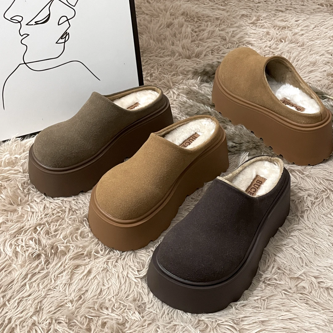 ICCO ‘新款 厚底加绒加厚增高小个子复古百搭圆头单鞋