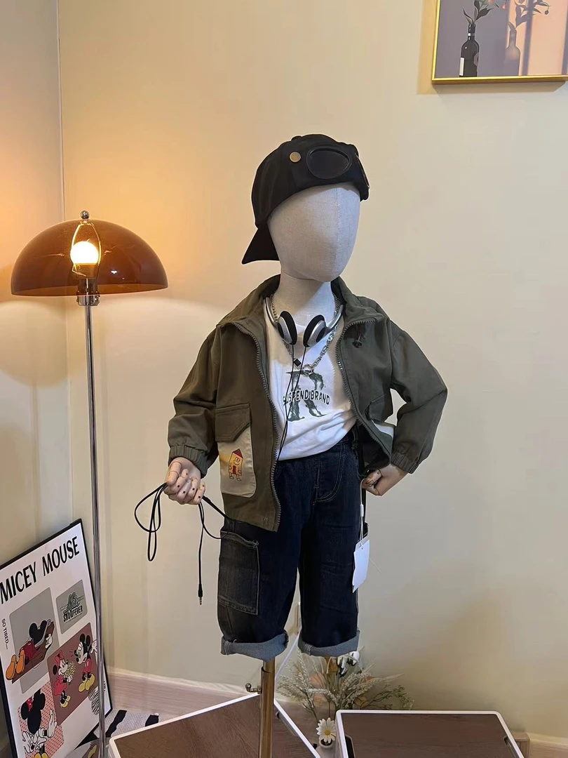 2024秋季新款中小童春秋款纯棉时尚韩版洋气休闲外套