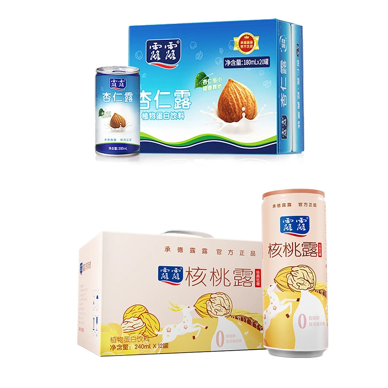 【张兰专属】承德露露 经典杏仁露180ml*20罐+低糖核桃露240ml*12