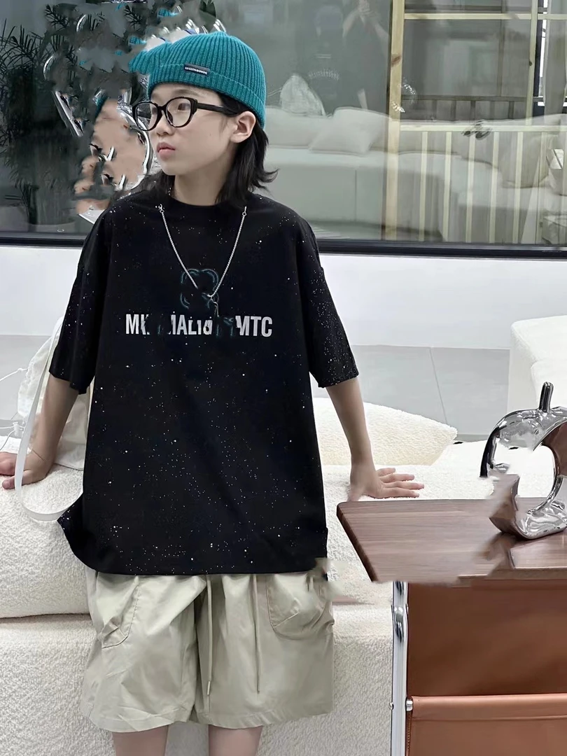 中大童2024夏季新款木28481男女童休闲百搭宽松时尚短袖