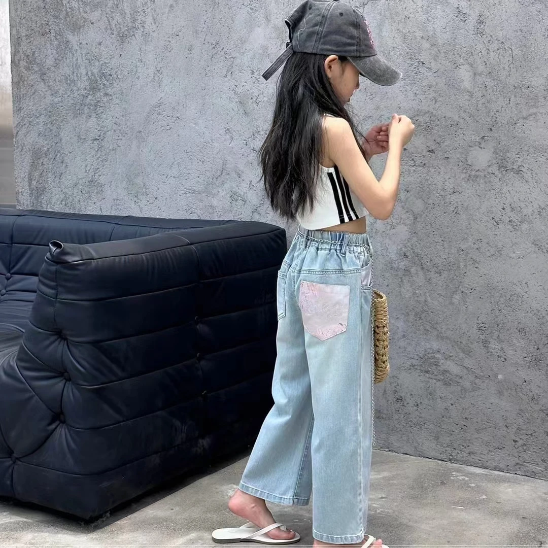 中大童童装夏季新款5888儿童休闲时尚洋气潮流牛仔裤九分裤