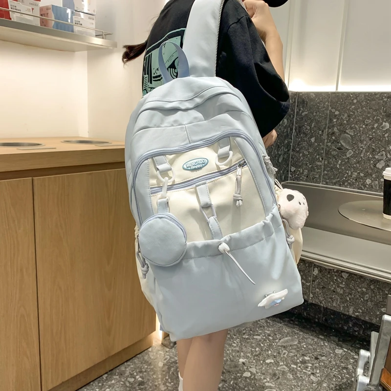 高中生大学生书包韩版休闲双肩包女百搭森系初中学生大容量双背包