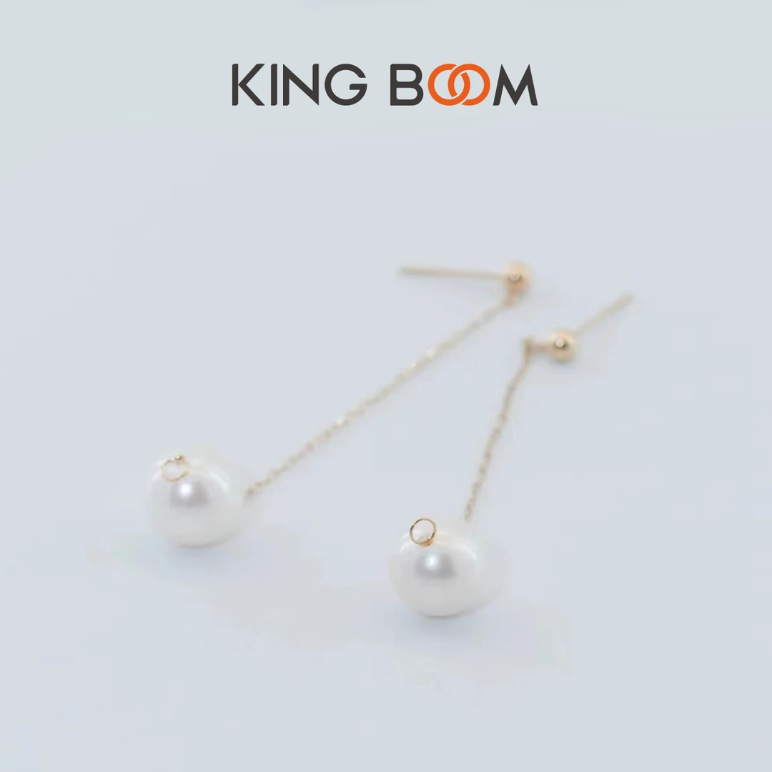 【双11机制开抢】kingboom18K金珍珠耳线8.5-9mm