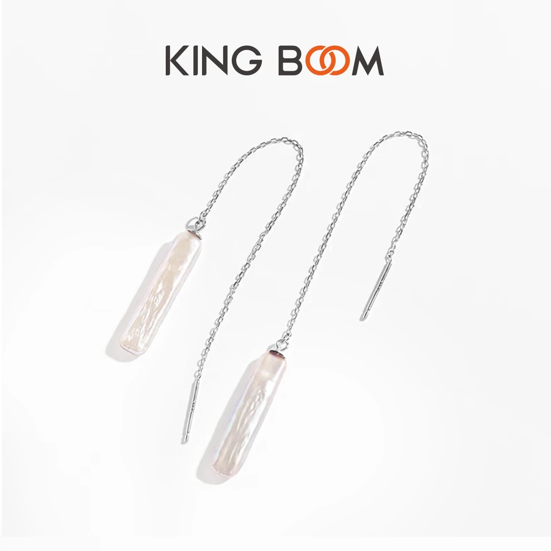 【双11机制开抢】KingBoom S925银4-11mm淡水珍珠”小银条”耳线