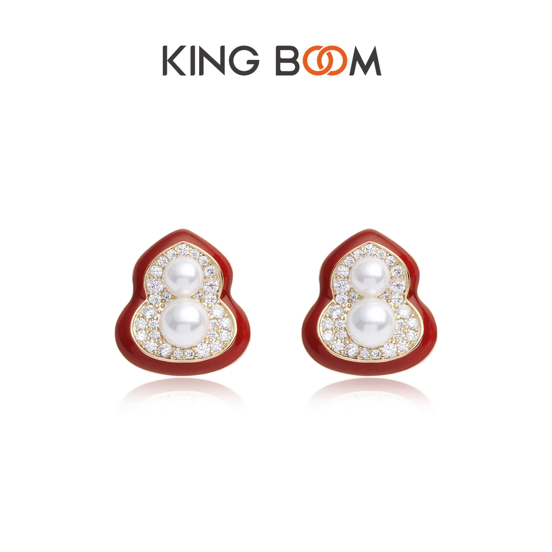非金属合成锆石耳饰 【央广官方】KING BOOM葫芦耳钉时尚气质