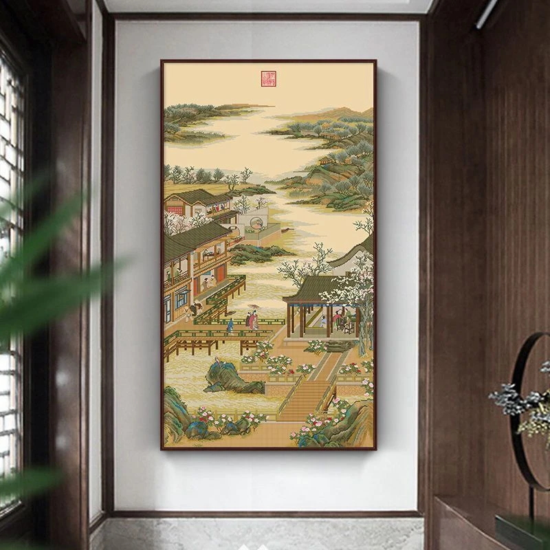 皇室蒙娜丽莎雍正十二月二月十字绣2025新款故宫清代传世风景经典