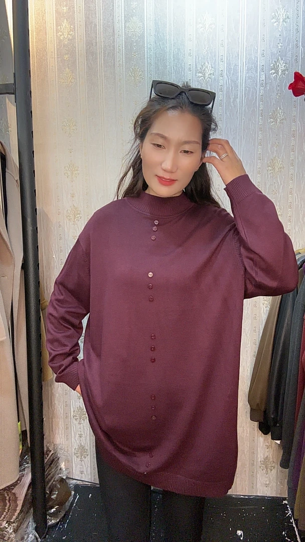 图片同款休闲宽松圆领高端针织毛衣百搭