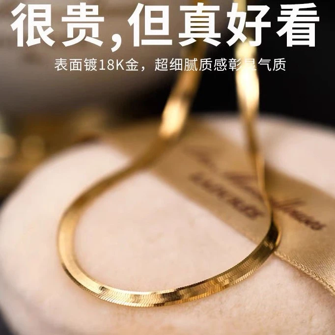 ins时尚百搭气质扁蛇骨链女颈链不掉色简约轻奢锁骨链
