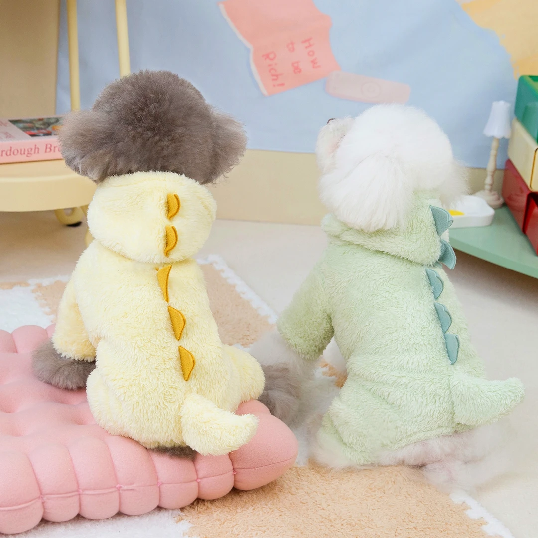 宠物狗狗衣服秋冬装恐龙四腿绒衣比熊泰迪小型犬冬季可爱加绒棉衣
