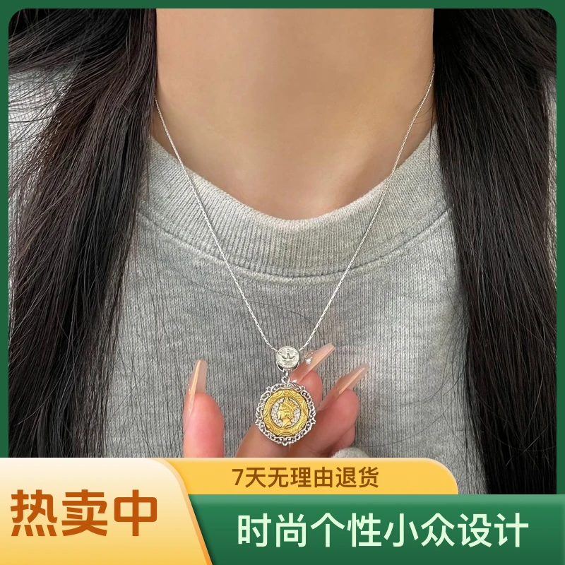 吊坠925银 银AB面女王蜜蜂古币复古个性潮流小众设计时尚轻奢吊坠