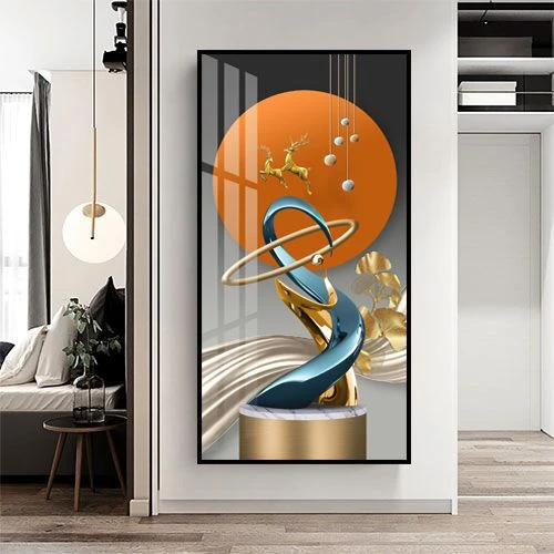 可定制几何自粘玄关装饰画走廊过道现代简约北欧轻奢竖版立体壁画