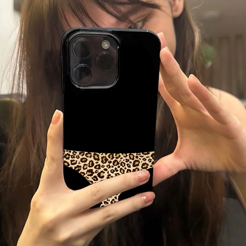 夕与空豹纹内裤大孔适用苹果15手机壳iphone13/14/12promax情侣11