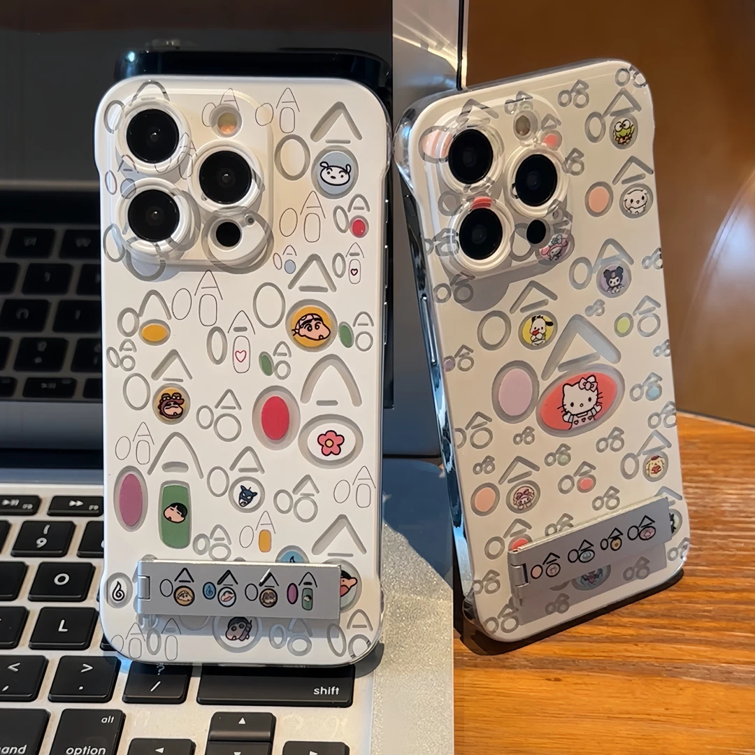 哈哈小新凯蒂无边框适用苹果15手机壳iphone13/14/12promax硬壳11