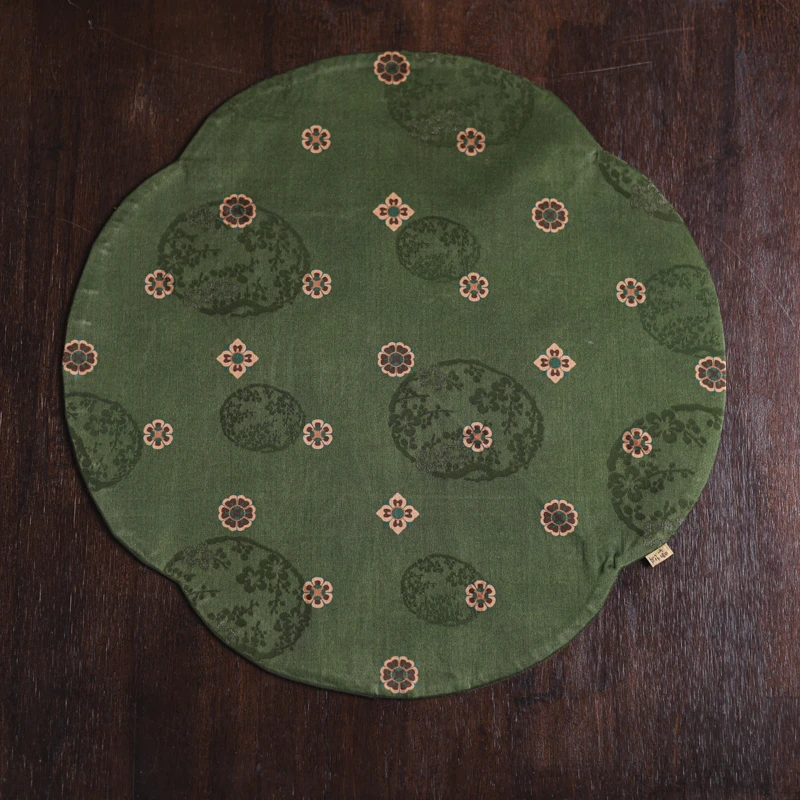 【老王】<团花宝相纹>绿色干泡茶席（V1788）