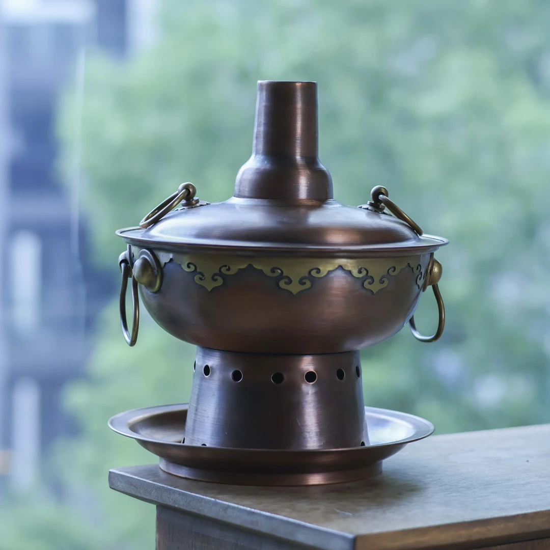 【铜景文创】玉带情侣双人火锅 重量2.85斤（铜景0124）