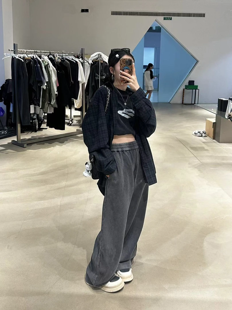 水洗炒盐弯刀阔型卫裤LD3985