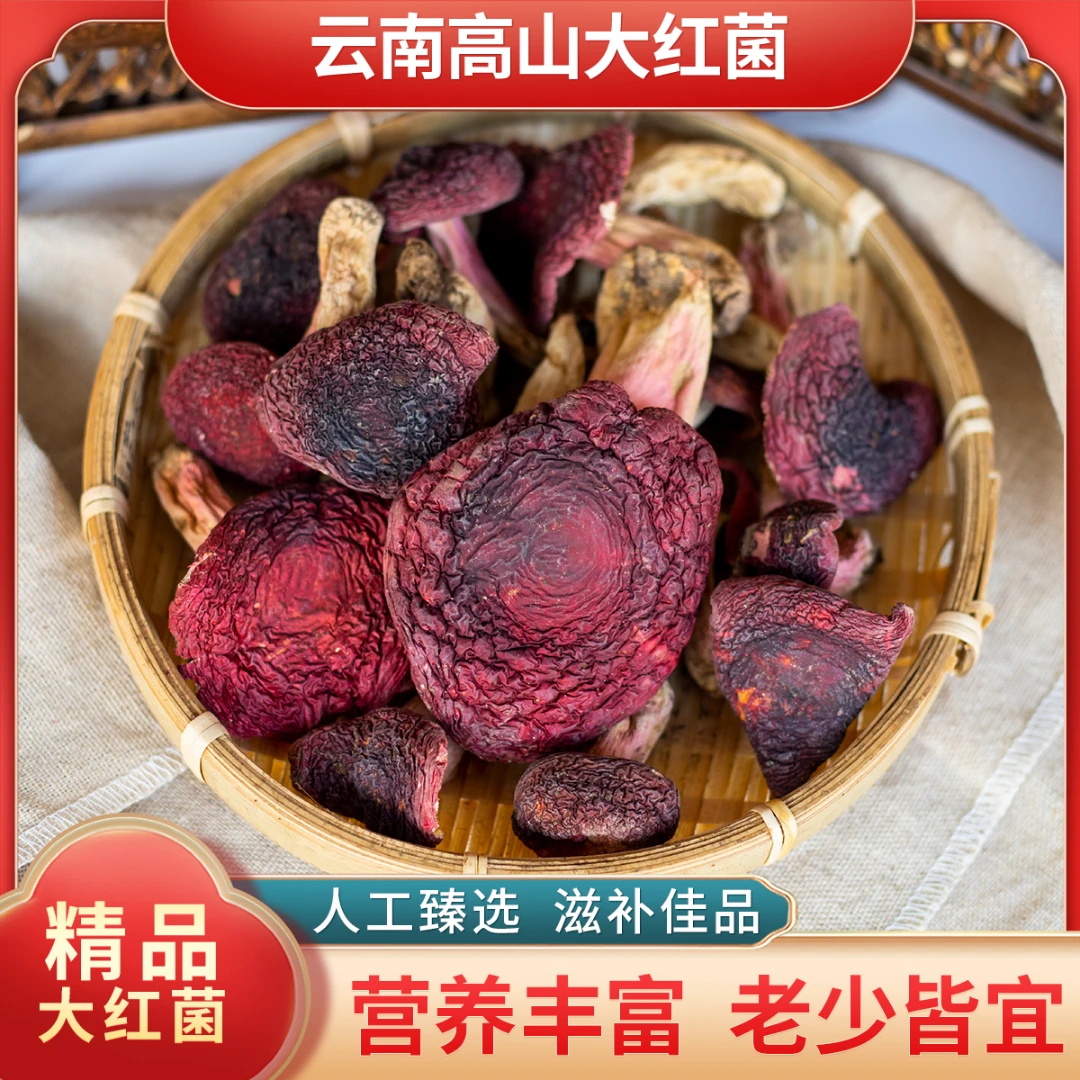 云南红菇月子菇大红菌新鲜烤干红菇新年新货炖汤必备鲜嫩美味50g