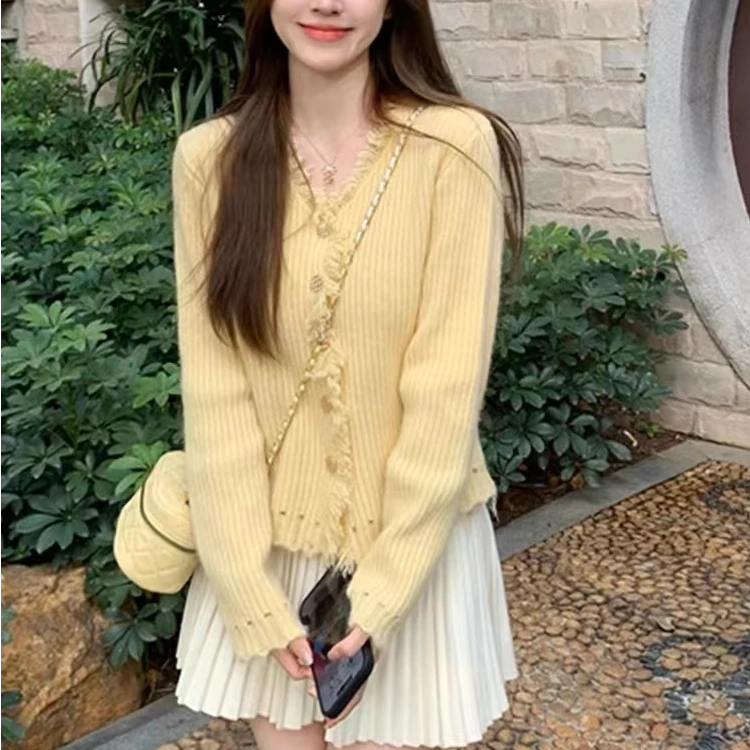 茶系穿搭一整套新款过年时尚绝美小香风早春针织套装连衣裙子2372