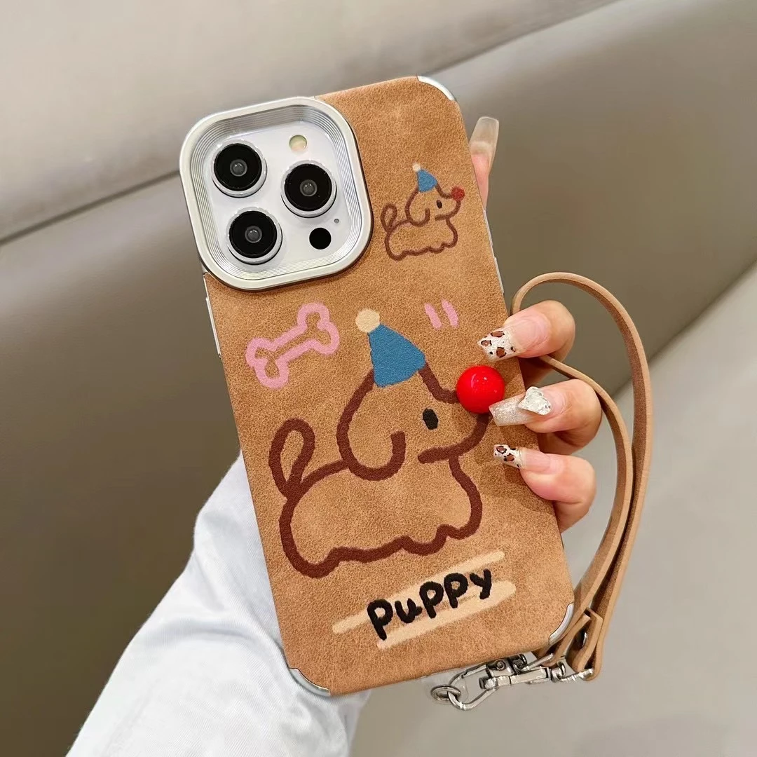 【适用苹果/华为】iPhone16/p70防摔大孔立体红鼻子小狗秋冬手机壳