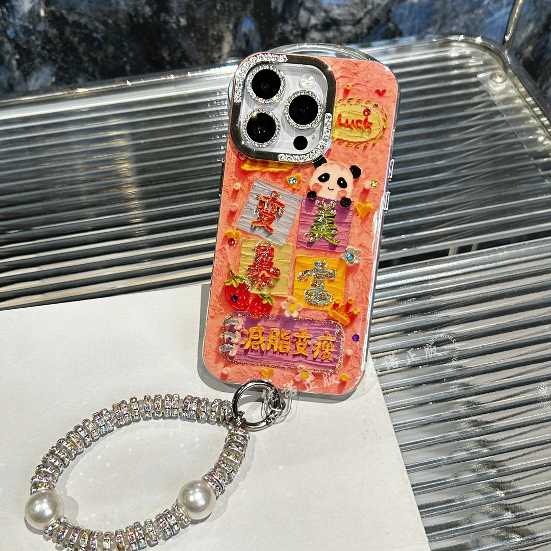 【适用苹果】iPhone16/15pm防摔大孔点钻ins必成富婆手链女新手机壳