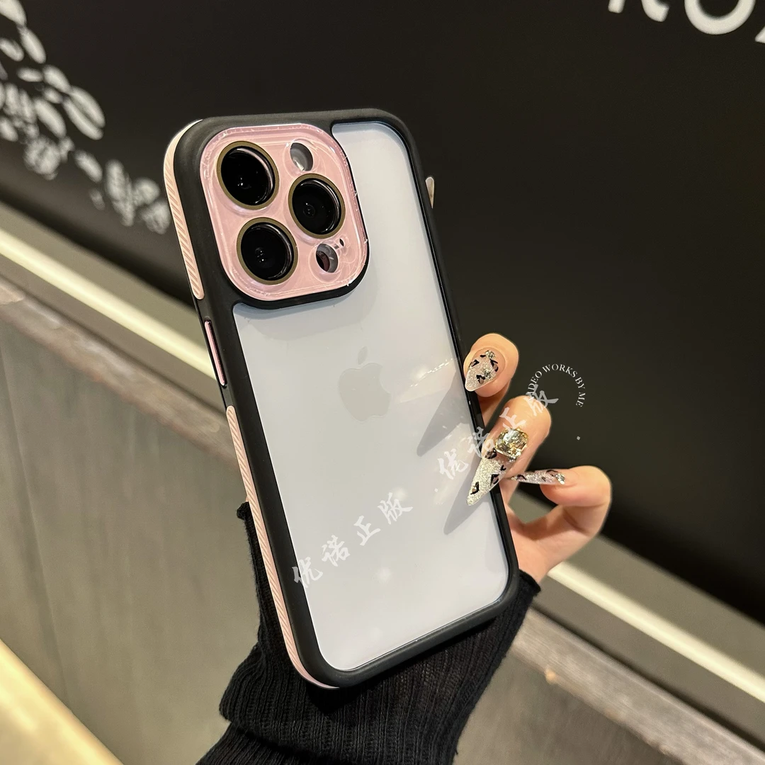 适用苹果iPhone16/15防摔双色高透自带镜头膜男女磁吸支架手机壳