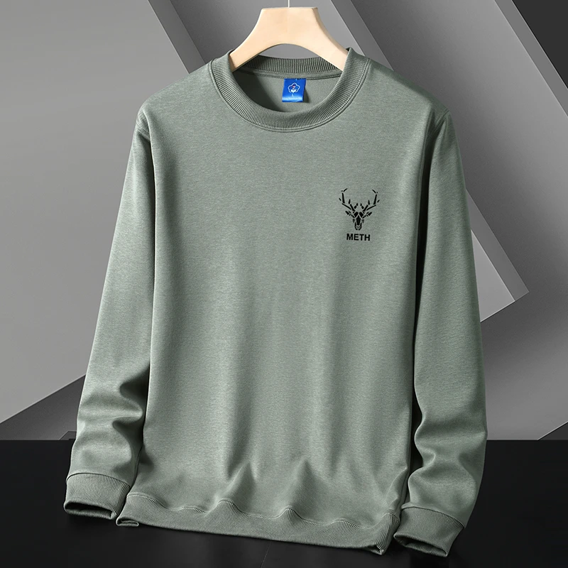 秋冬季男士加绒加厚卫衣圆领宽松休闲百搭打底加大码保暖上衣套头