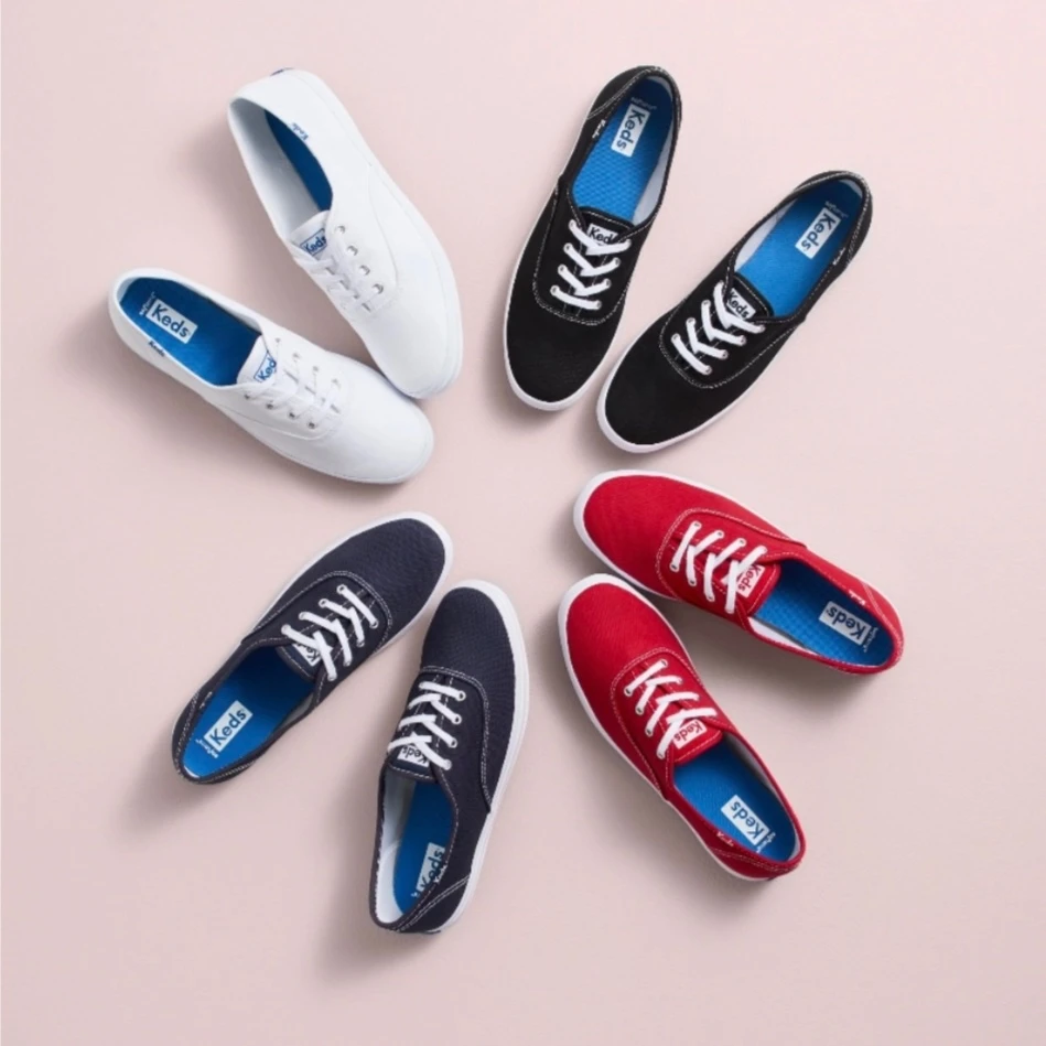 keds【明星同款】女式低帮系带经典版型纯色百搭小白鞋帆布鞋 K410