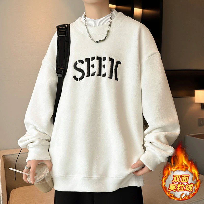 BIAOBIN/彪宾奥粒绒加厚卫衣男青少年学生宽松保暖大童打底外穿