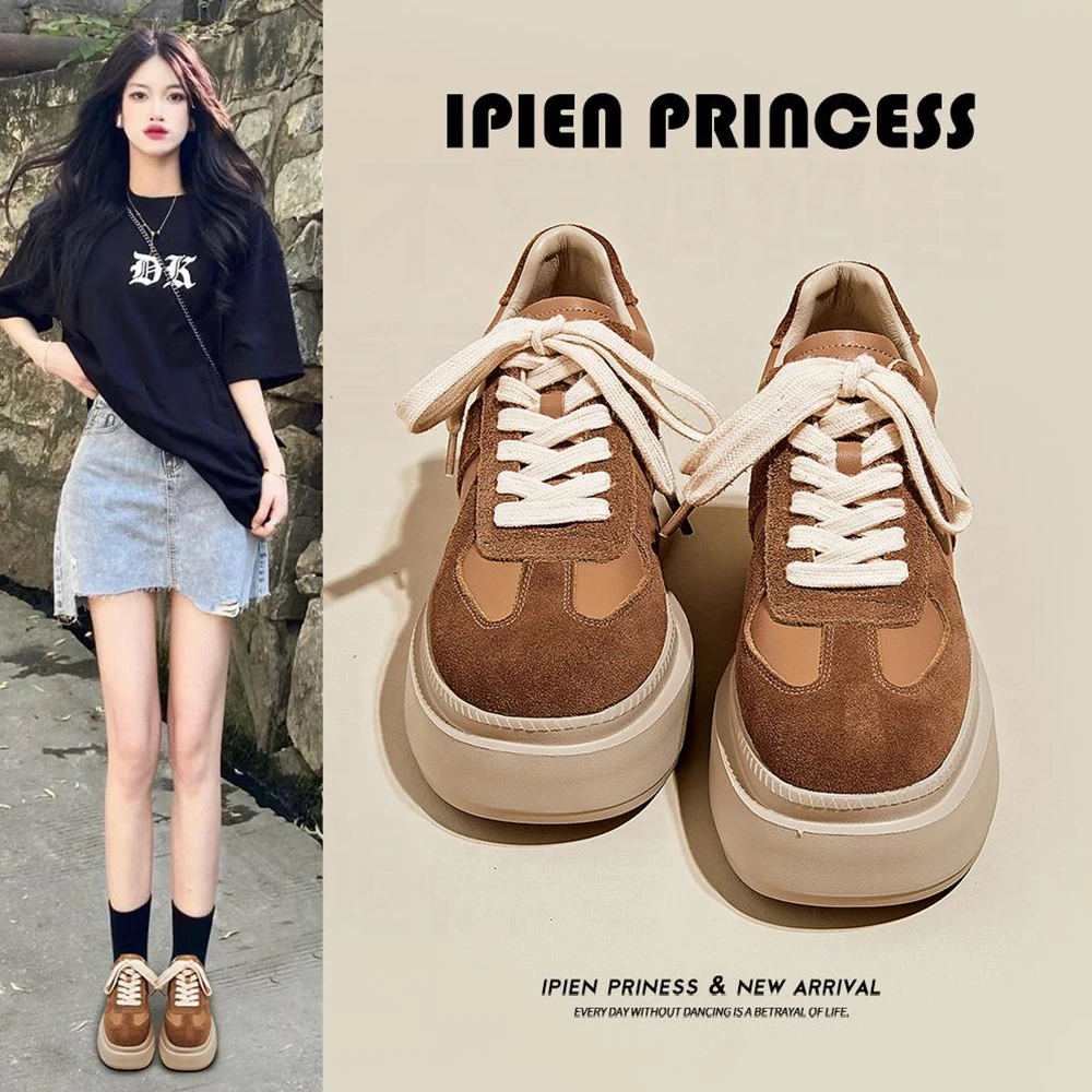 潮流夏天爆款小众百搭德训鞋女时尚潮鞋小个子增高板鞋厚底鞋女款