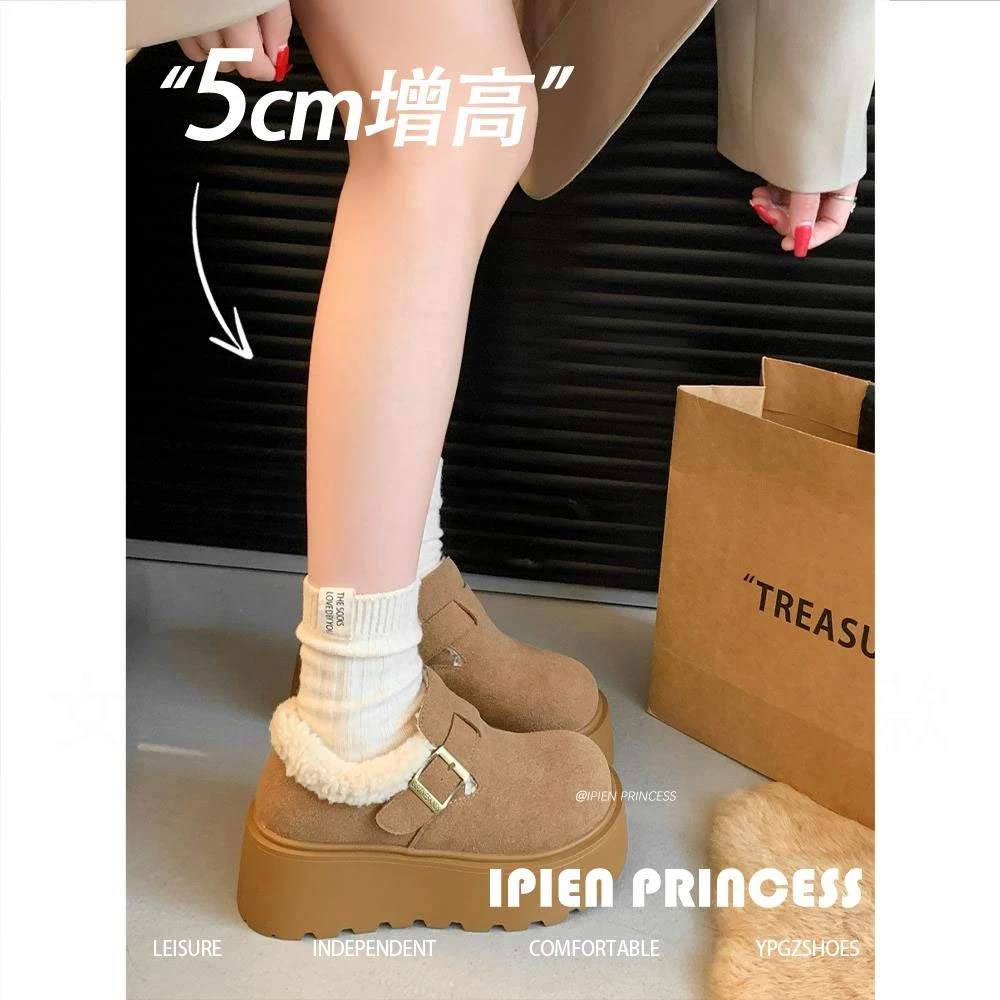 网红加厚绒百搭女款豆豆博肯鞋2025冬季新款搭扣保暖东北雪地靴女