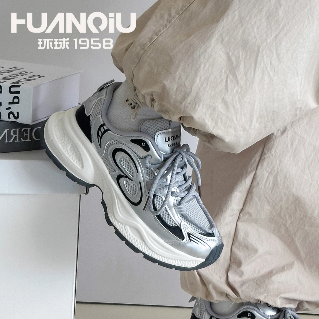 环球老爹鞋女2024秋季新款透气休闲运动鞋百搭潮流学生韩版厚底鞋