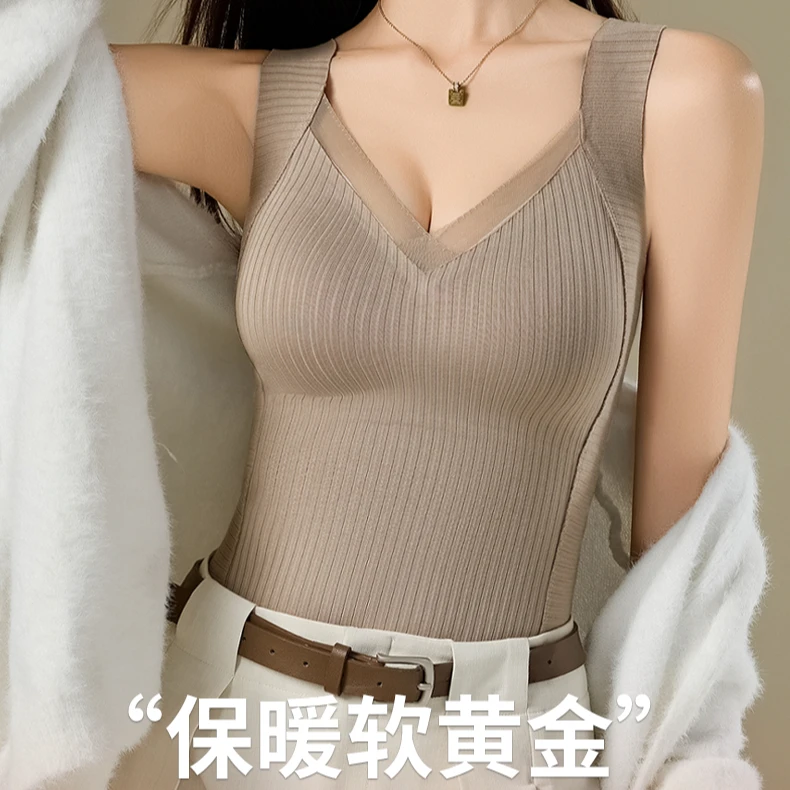 【保暖背心秋冬】时尚保暖冬季内搭加绒外穿修身蕾丝网红薄款打底衫