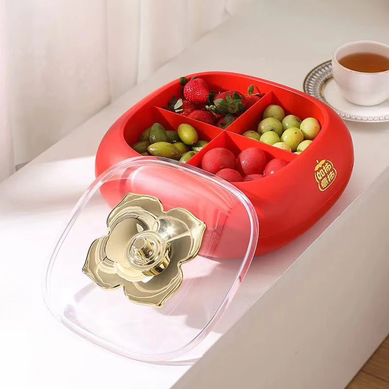 新款柿柿如意春节双层多格果盘干果盘