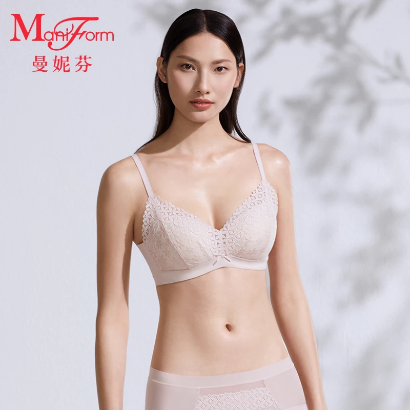 曼妮芬【落花微雨】轻薄透气小胸内衣无痕薄杯上托无钢圈聚拢内衣