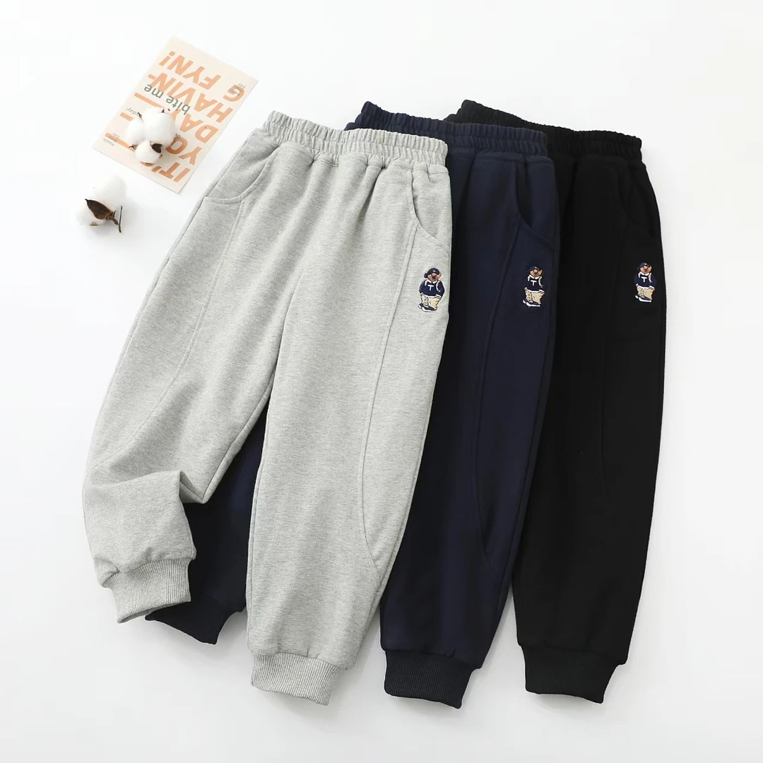 冬款 男童女童柔软双层发热加厚夹裤长裤 运动裤 校服裤（6935）